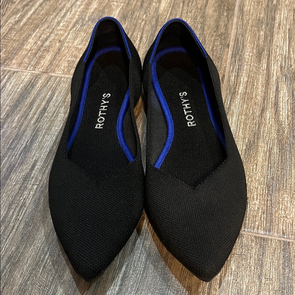 Rothy's Black The Point II Slip-On Shoes, Pointed-Toe Flats Machine Washable 8.5 - Picture 3 of 14